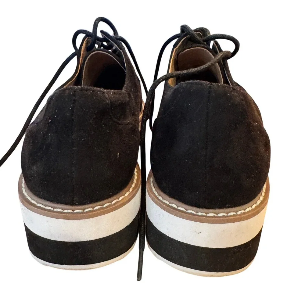 14th &‎ Union Black Suede Platform Lace Up Oxford Creeper Shoes Chunky 8M